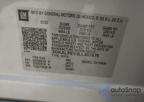 2020 GMC Terrain Fwd Slt from USA, damaged, VIN 3GKALPEV3LL307876